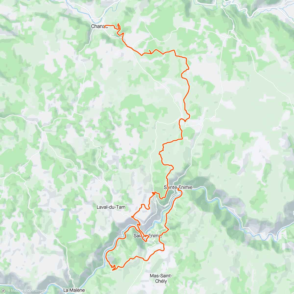 Map of the activity, Lozère trail