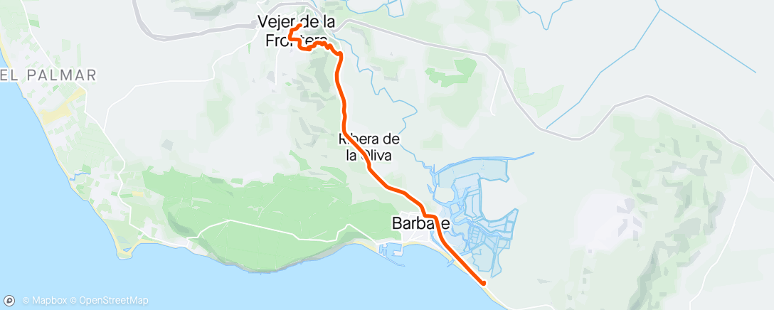Map of the activity, Vejer de la Frontera ~ Tarifa: DAY 15. ( Last Day)
ABANDON !! First time in 20 years cycling in Europe.
Severe Weather Warning ☠️☠️ Wind greater than 70 kph.
ESPANA.
RIDE & SEEK Reconquista Tour.