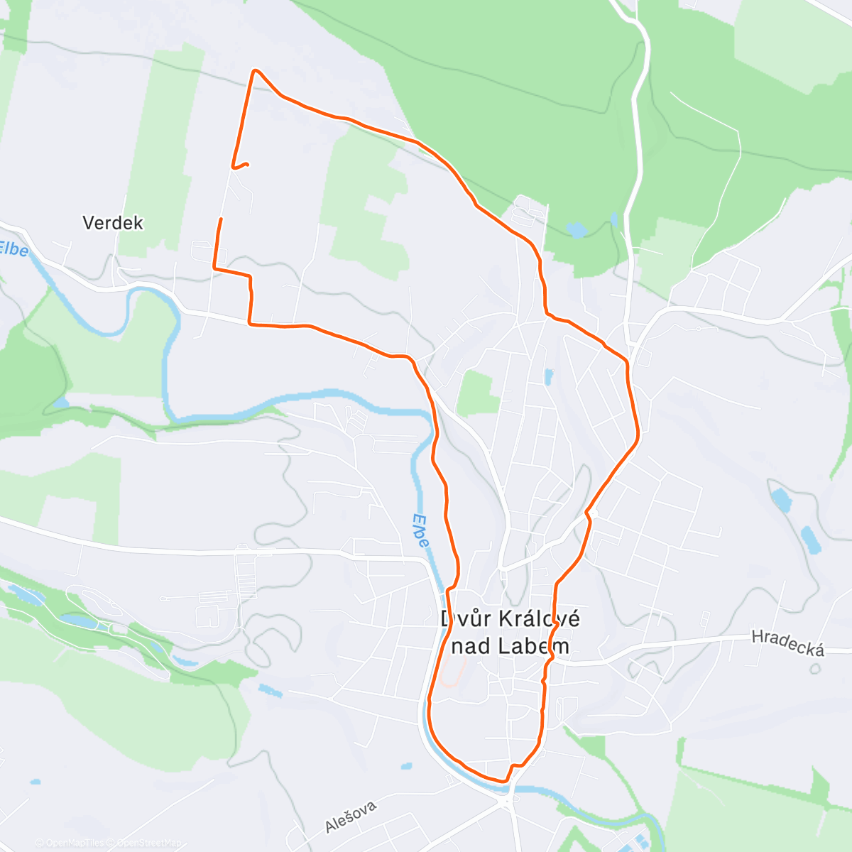 Map of the activity, Evening Run