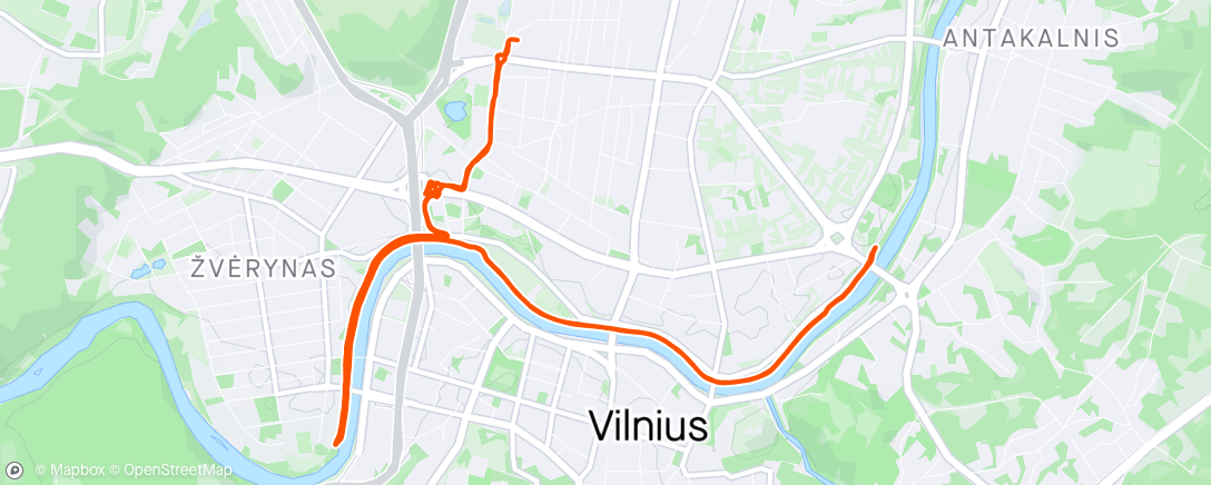 Map of the activity, Afternoon Run w/ 6x1km