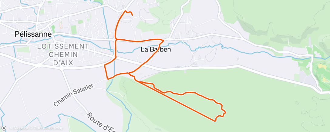 Map of the activity, Course à pied le midi