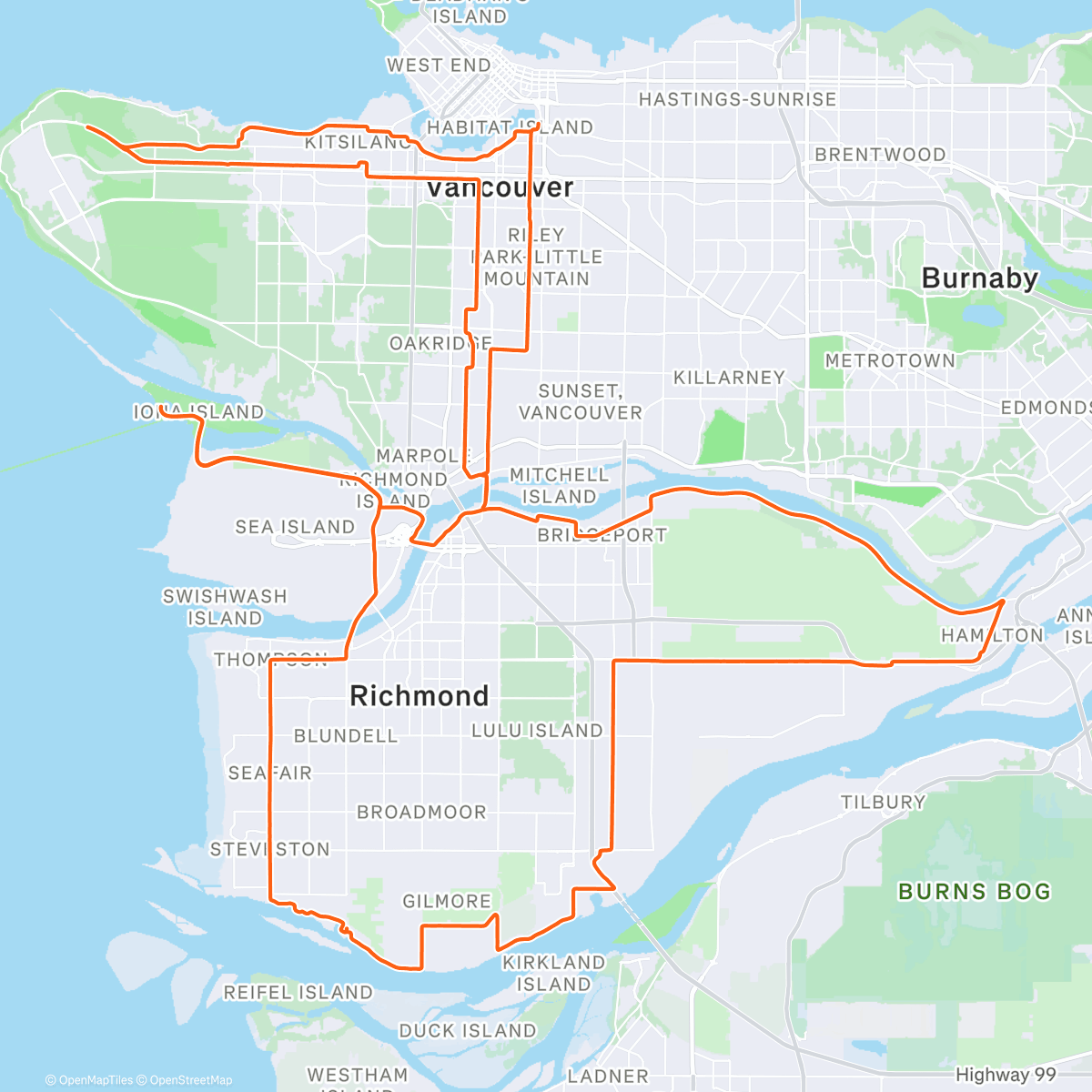 Map of the activity, Gruppetto: Iona and Richmond loop