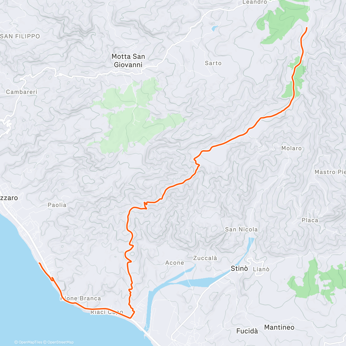 Map of the activity, ROUVY - [FM109] Capo Riaci Descent [Descent]