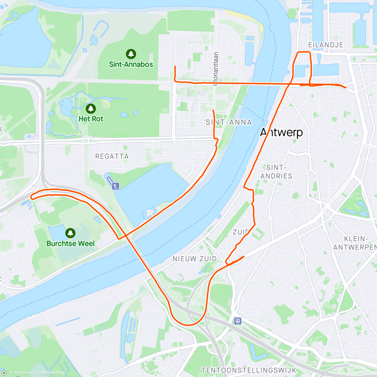 Map of the activity, Antwerp 10 Miles