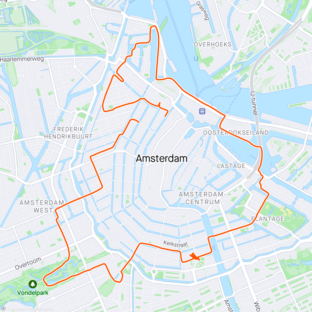Mapa da atividade, Amsterdam bike's tour
