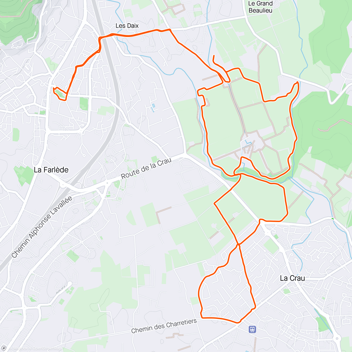 「Vélo en soirée」活動的地圖
