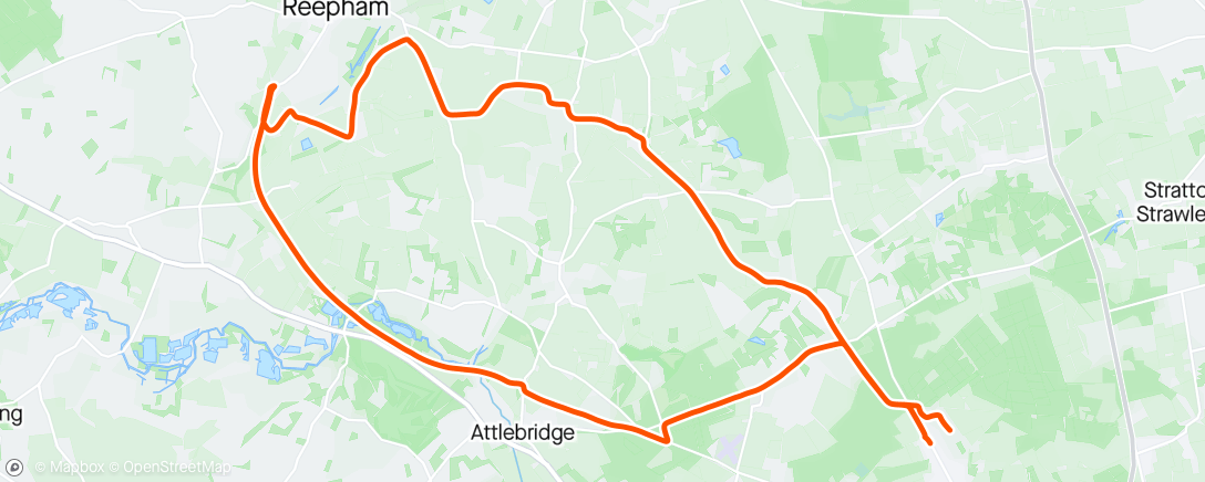 Map of the activity, Morning Ride to Whitwell