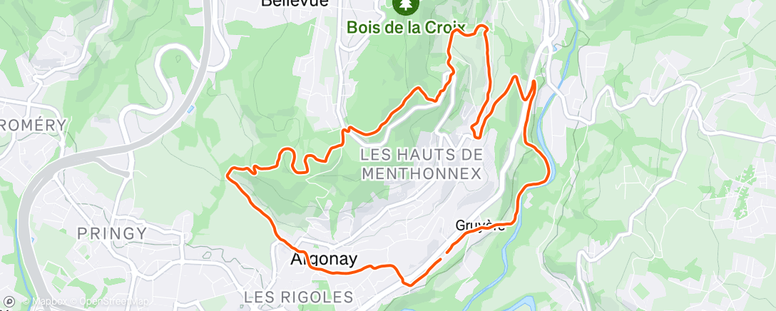 Map of the activity, Course à pied le midi