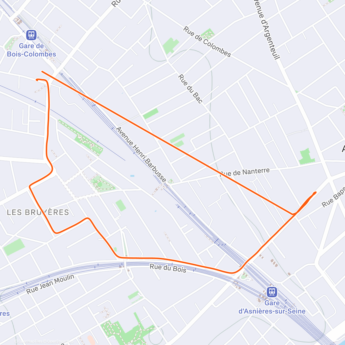 Map of the activity, Sortie vélo le midi