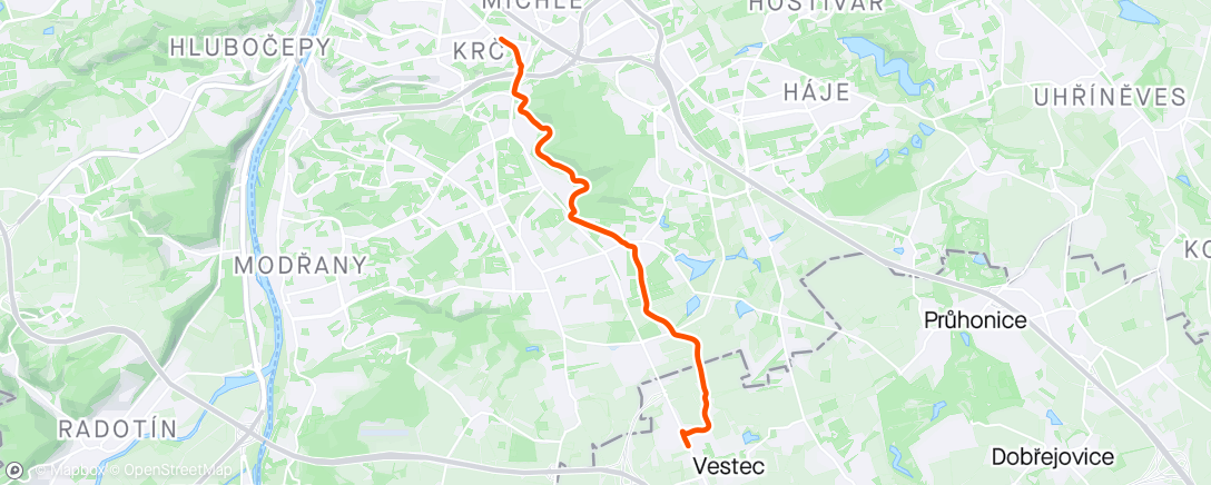 Map of the activity, lunch run