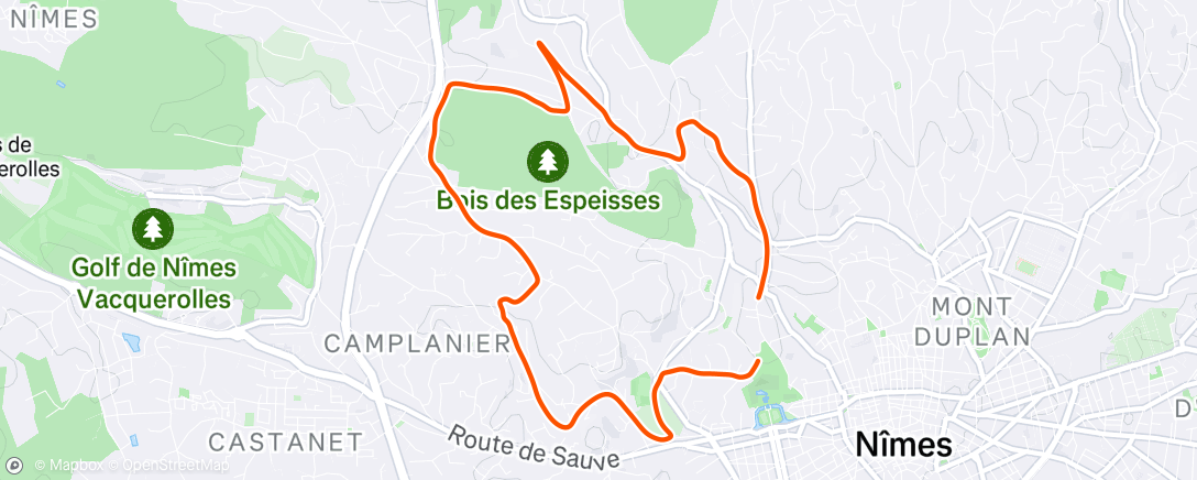 Map of the activity, Course à pied le matin