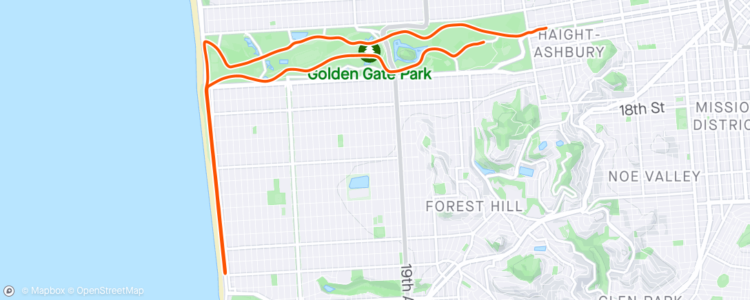 Map of the activity, GG Park long run with Megan, Shira, Andrew and Micah
