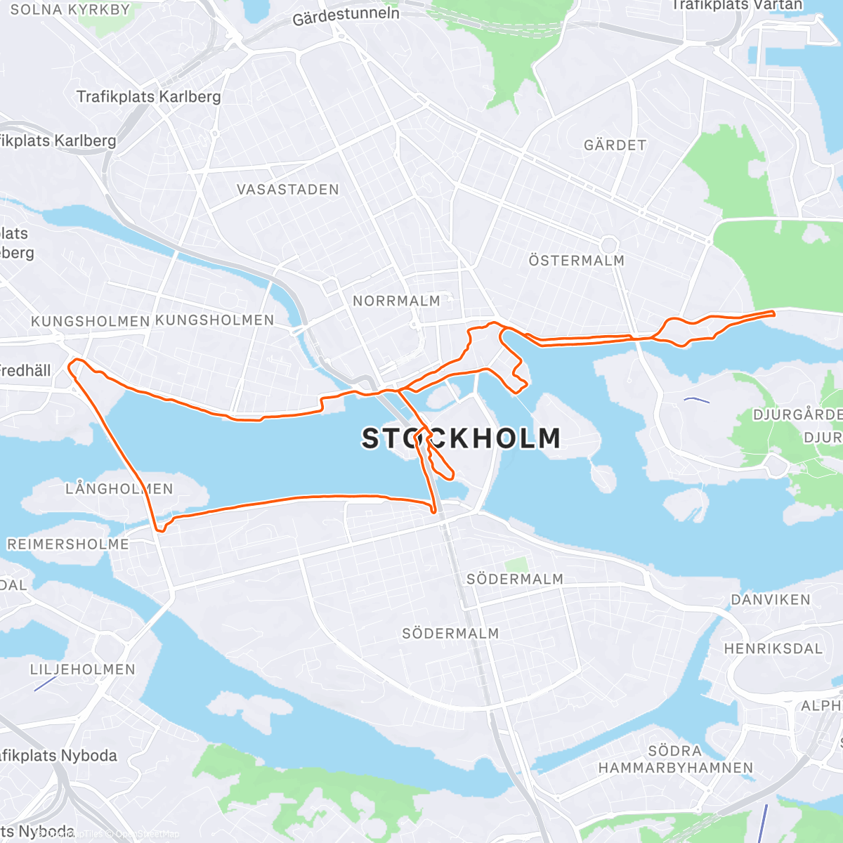 Map of the activity, Sightseeing-varv om Västerbron