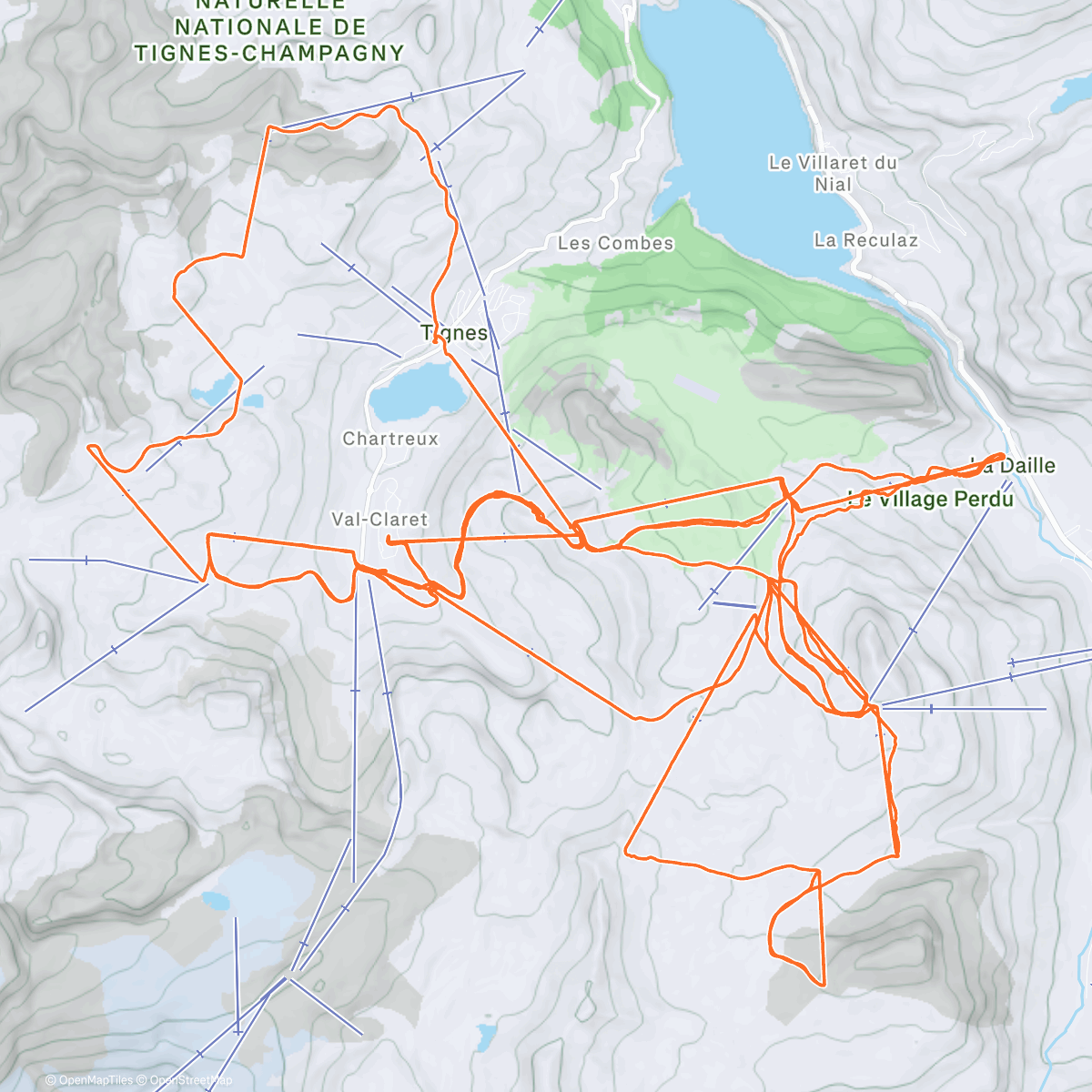 Map of the activity, Ski alpin dans l'après-midi