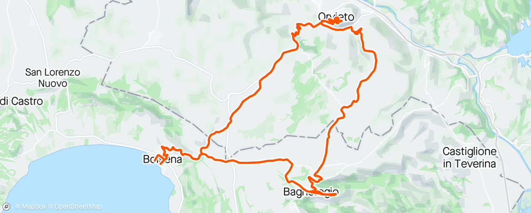 Karte der Aktivität „Morning Ride nydelig tur til Oriveto og Bagnoregio. Livet er herlig😊🚴‍♂️🚴‍♀️🚴‍♂️🚴‍♀️🚴‍♂️”