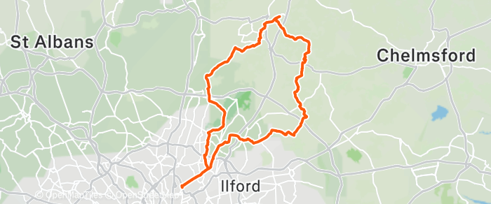 Route map for HARLOW – MAYFIELD FARM BAKERY – G1/2 56MI 2175FT G3 46MI 1550FT