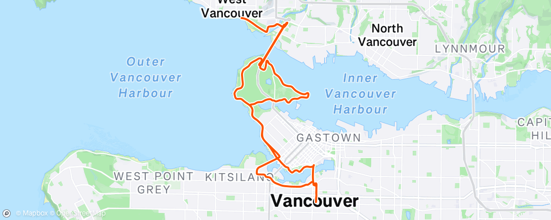 Map of the activity, Monday Eve ride