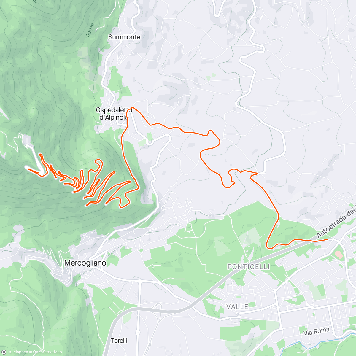 Карта физической активности (ROUVY - Tempo Hills | Climber's plan)