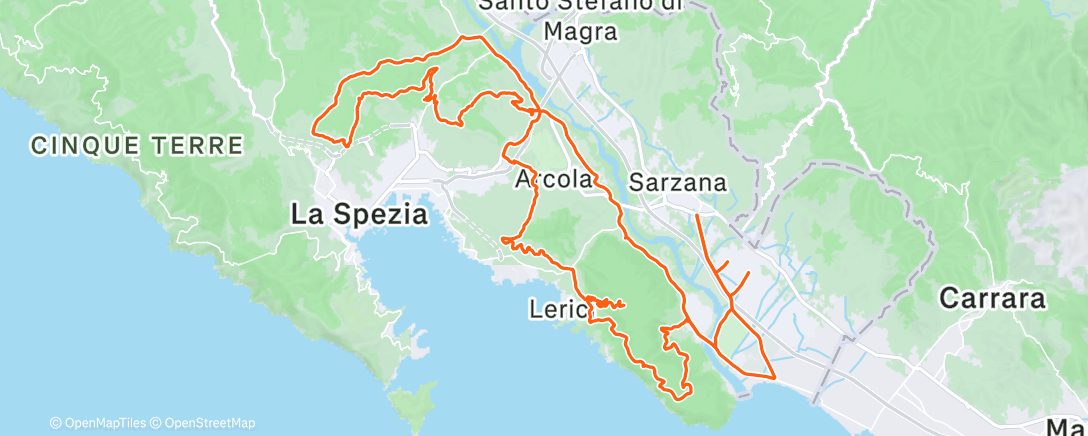 Map of the activity, Ameglia la serra la Rocchetta Vezzano valeriano Montalbano stra Valdurasca Romito