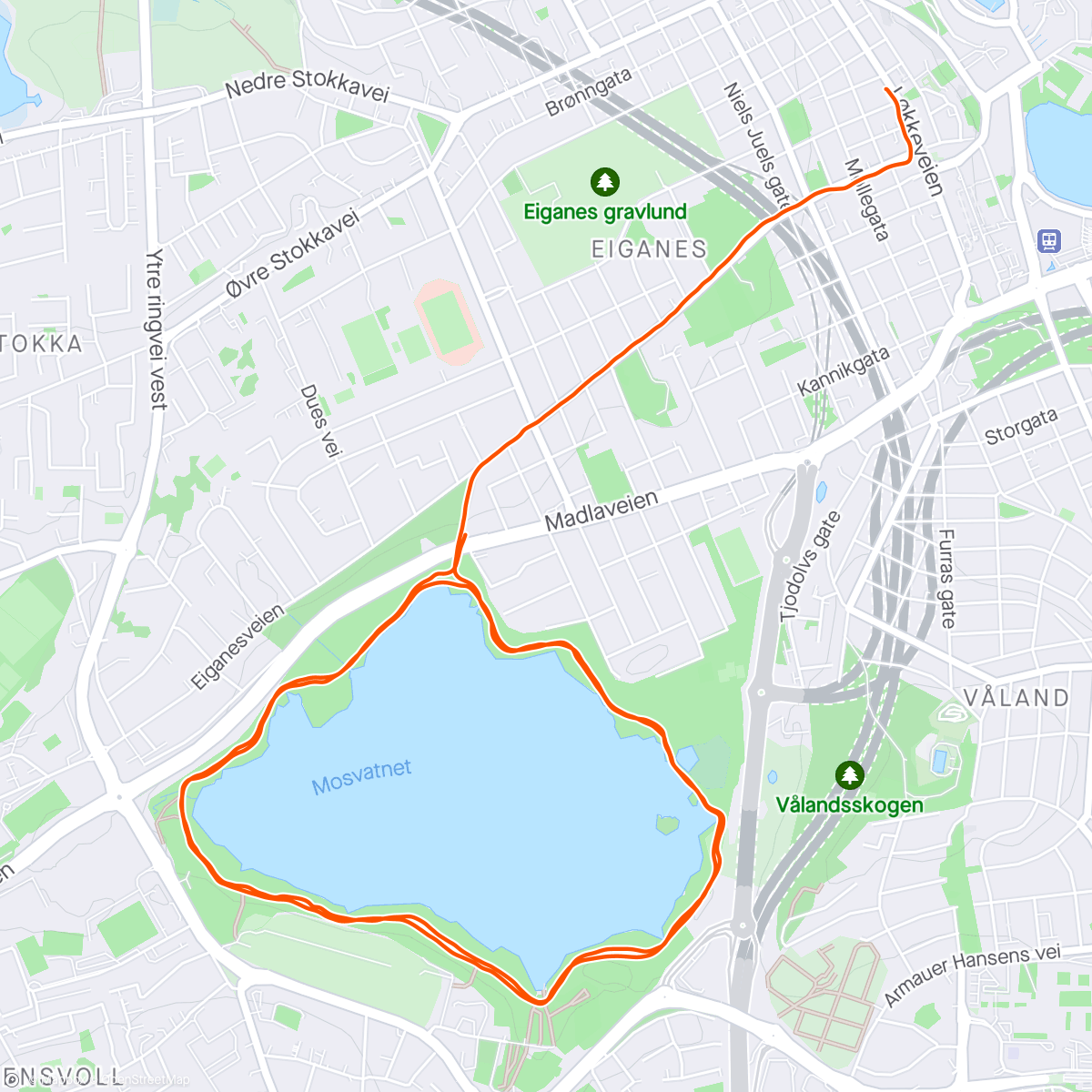 Map of the activity, Afternoon rundt Mosvatnet x2