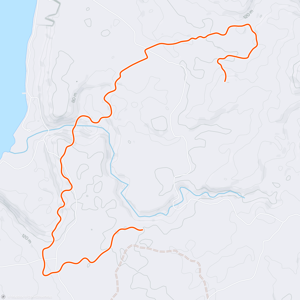 Map of the activity, Zwift - Group Ride: A Quick Brown Fox Zwift Ride: 30-min Pre-Work Group Ride   (D) on Flatland Loop in Makuri Islands