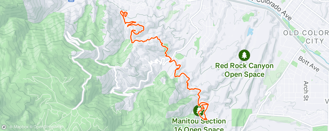 Map of the activity, Evening Trail Run