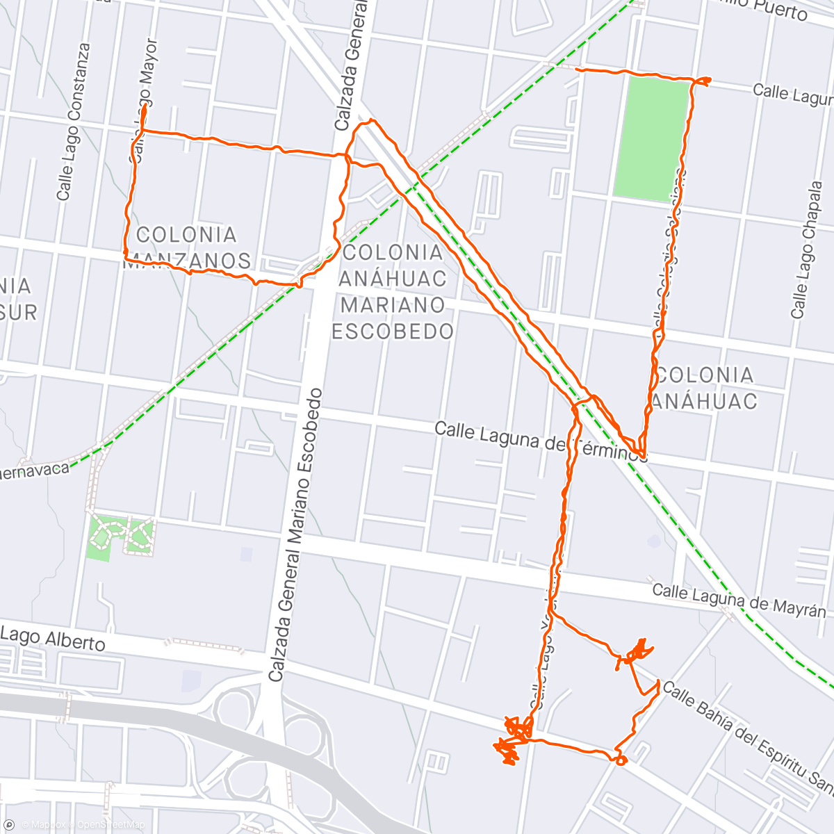 Map of the activity, Morning walk in Mexico City north suburbs