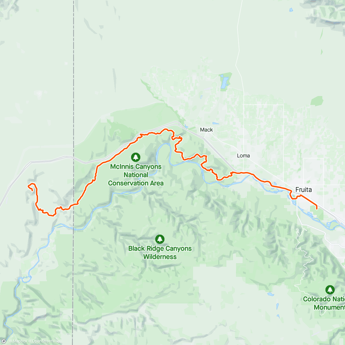 Map of the activity, Kokopelli trail day 1