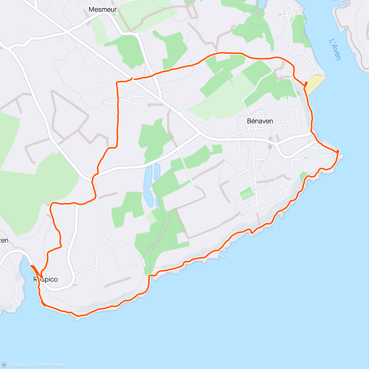 Mapa de la actividad, Lanmeur - Saint-Nicolas - le port - Rospico