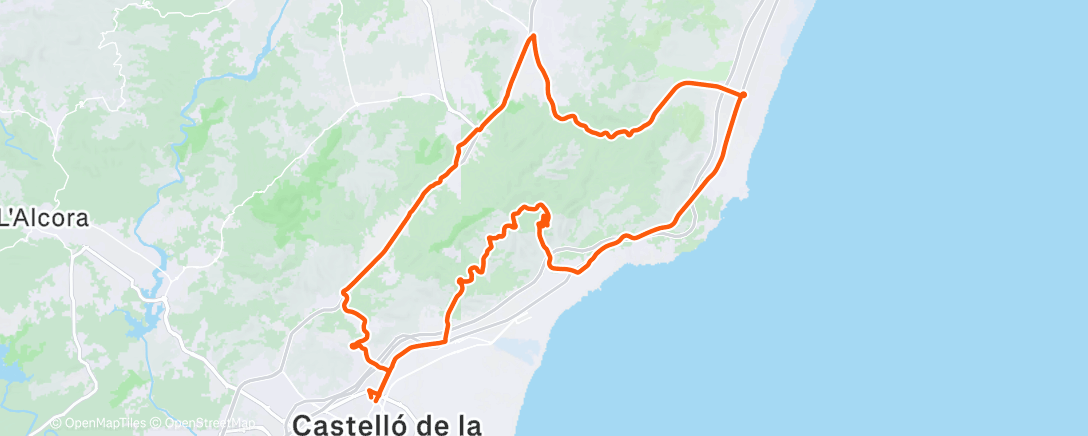 Map of the activity, Bicicleta por la tarde