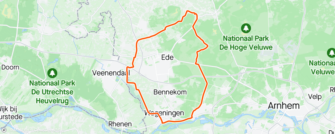 Map of the activity, Toeren door het bos naar Renkum, terug via Veenendaal