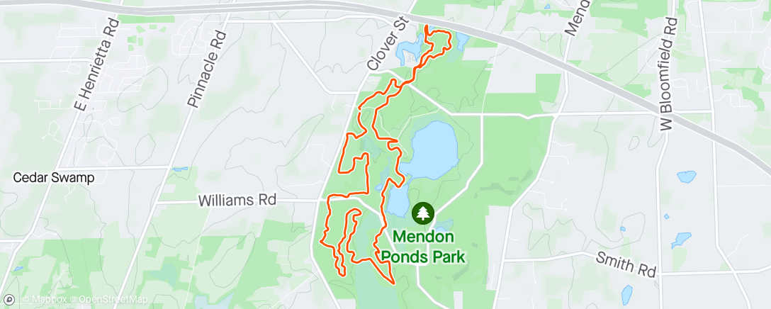 Mapa de la actividad (Mendon Ponds Park)