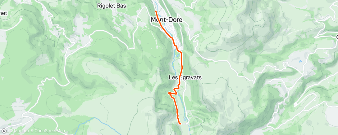 Map of the activity, Sortie vélo en soirée