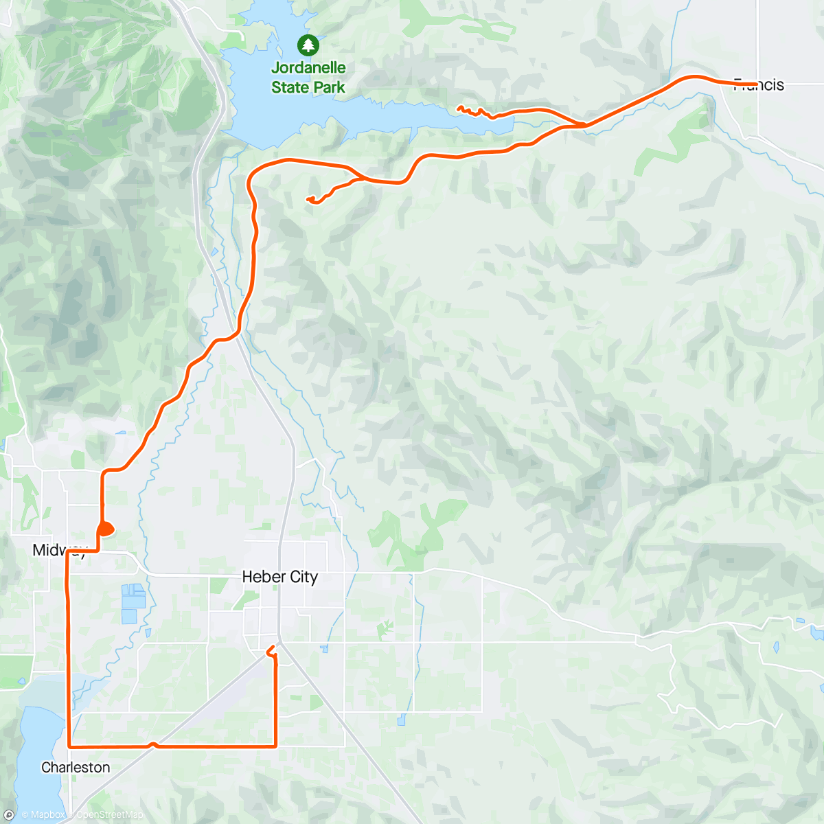 Map of the activity, Exploring Heber city with the crew