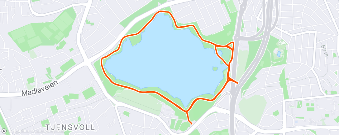 Map of the activity, 2 x 2km + 1km tempo