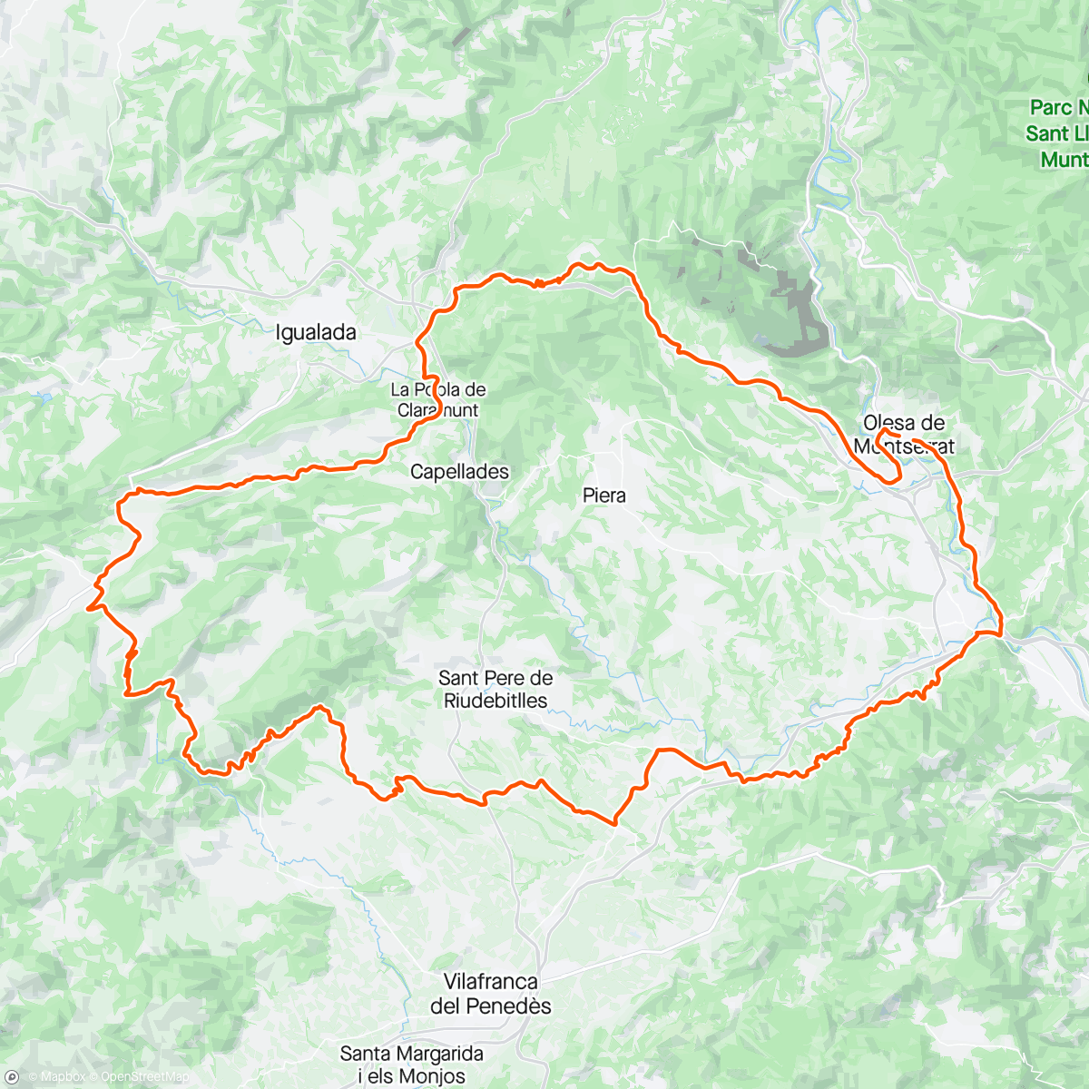 Mappa dell'attività Salida en carretera - La Llacuna