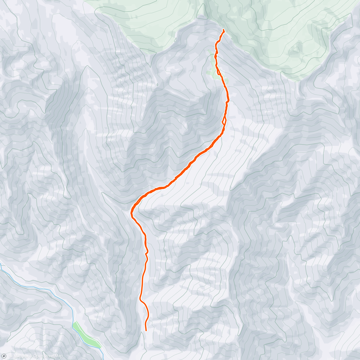 Map of the activity, Bean Creek up to the pass