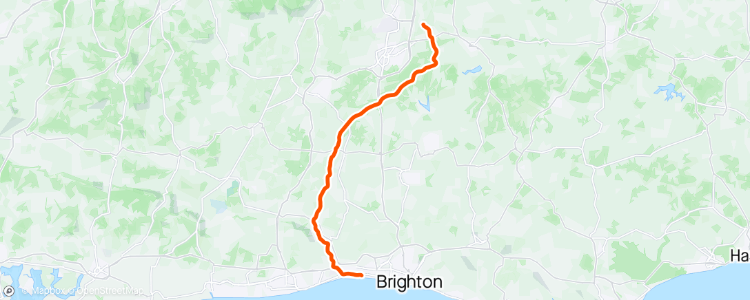 Map of the activity, Fridays night ride to Shoreham - part 2