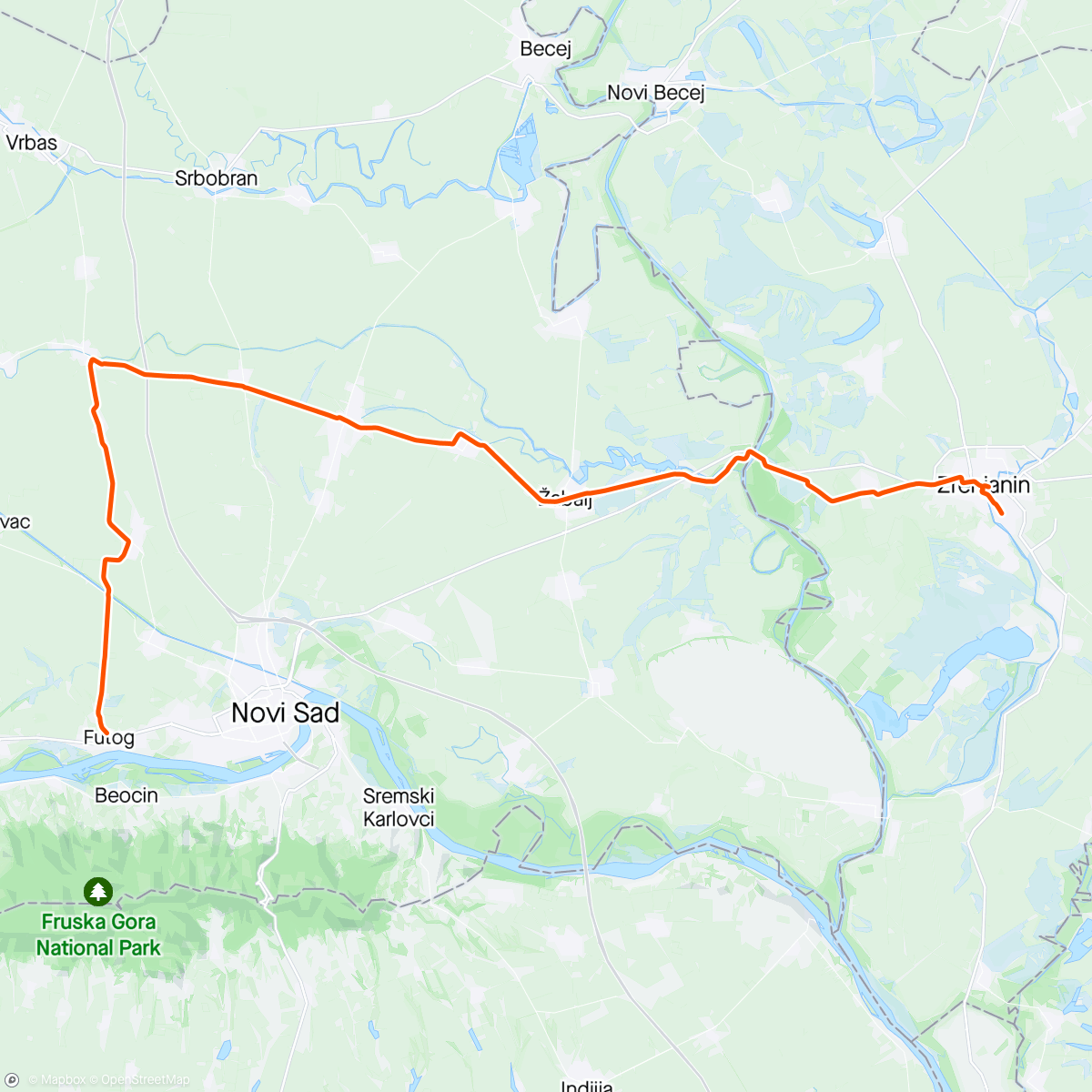 Map of the activity, Zrenjanin - Zabalj - Temerin - Futog