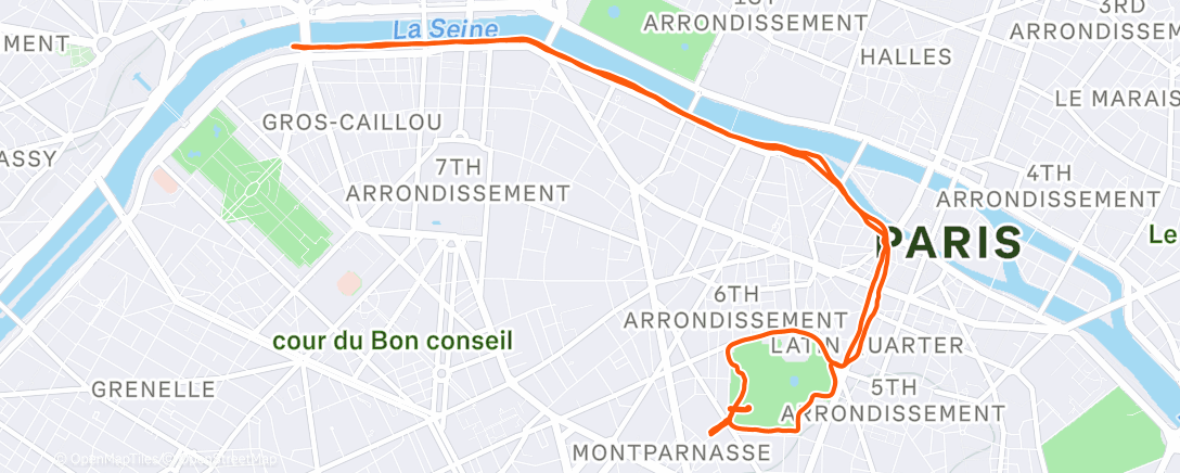 Map of the activity, run 12k + 6x(LD + 10xfentes)