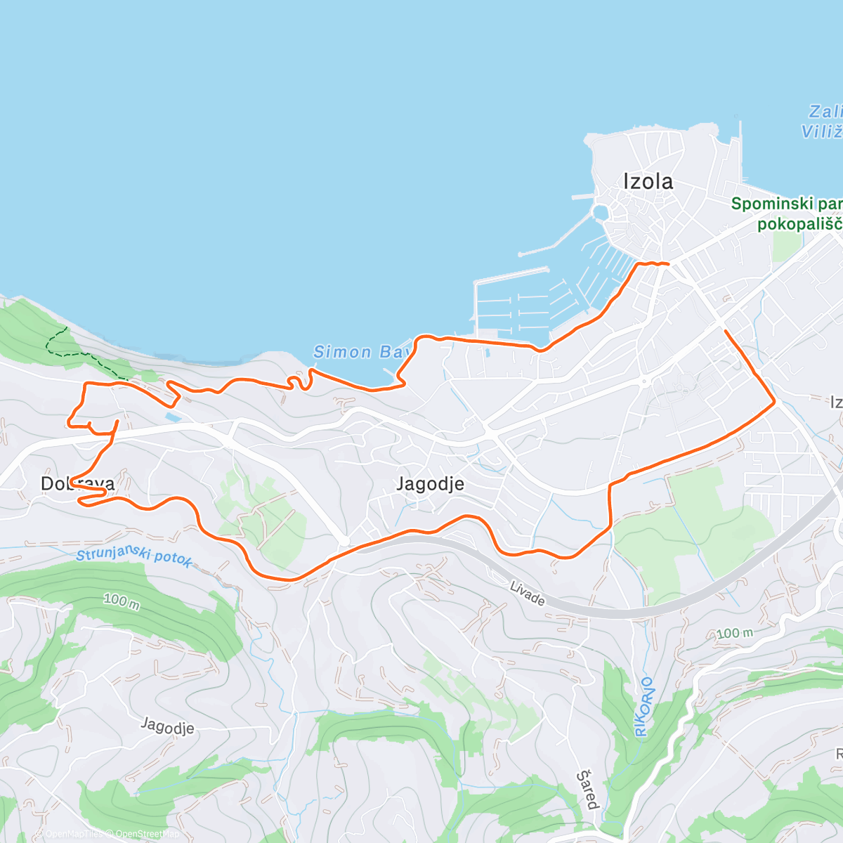 Map of the activity, Afternoon Run