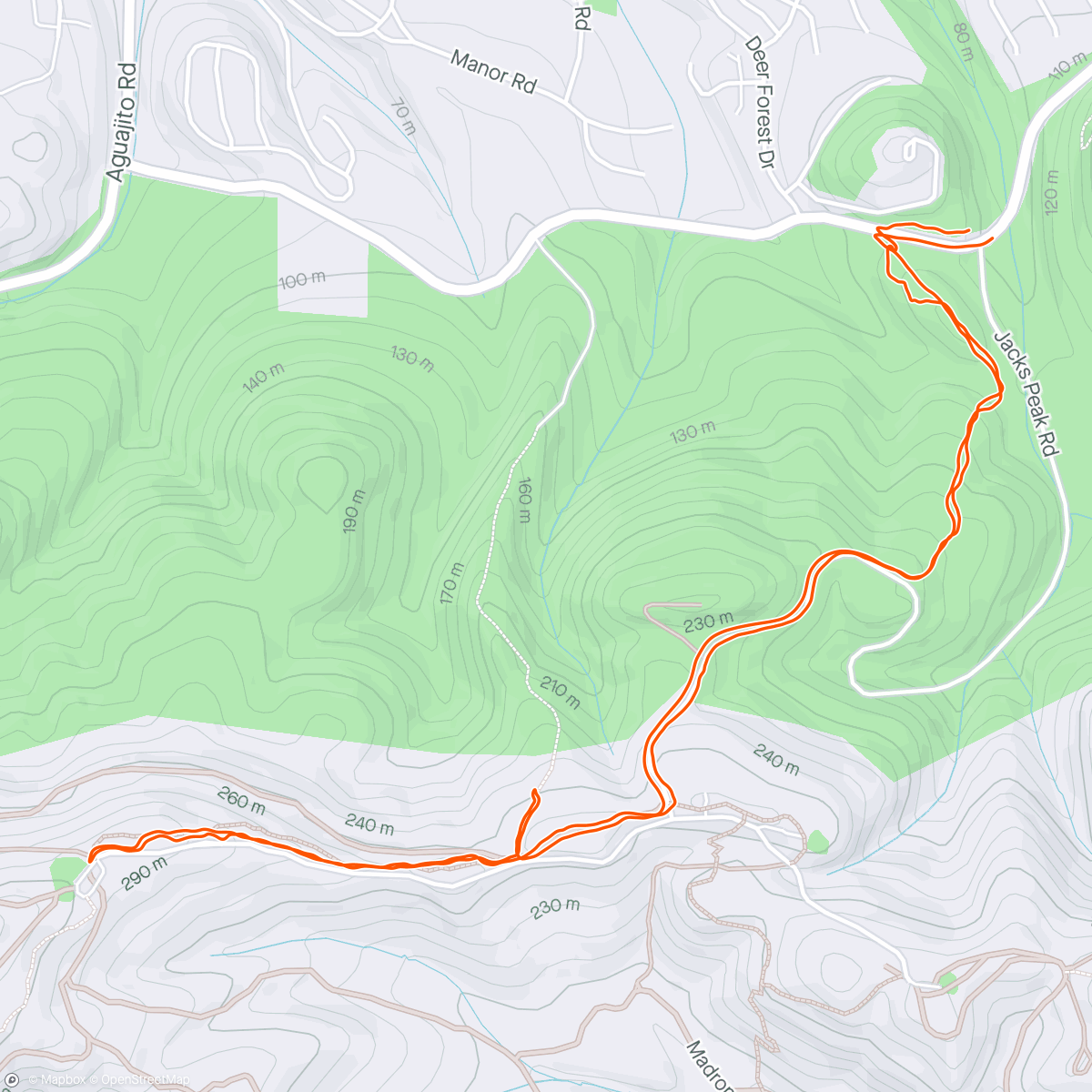 Mapa da atividade, After work decided to hike/jog into Jacks Peak