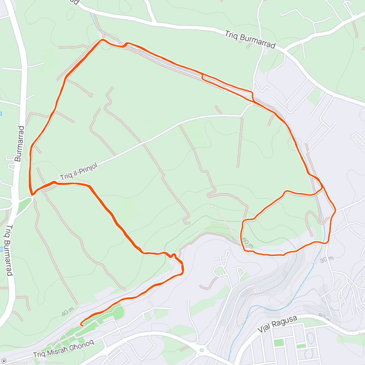 Map of the activity, Evening wet trail.run