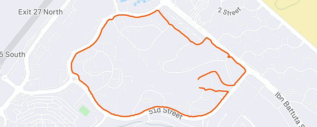Map of the activity, Evening Run