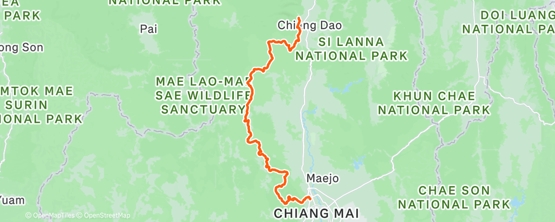 Map of the activity, Chiang Mai Thailand by UTMB 💯 miles