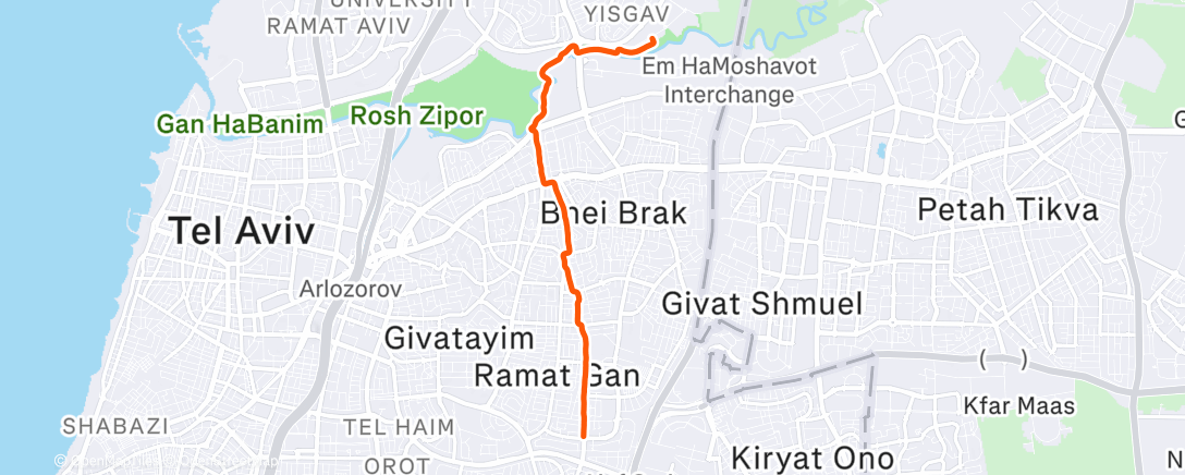 Map of the activity, Afternoon Run