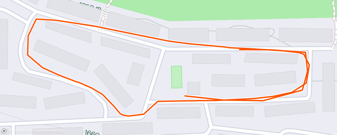Map of the activity, 12min KB Workout + 1 mi run