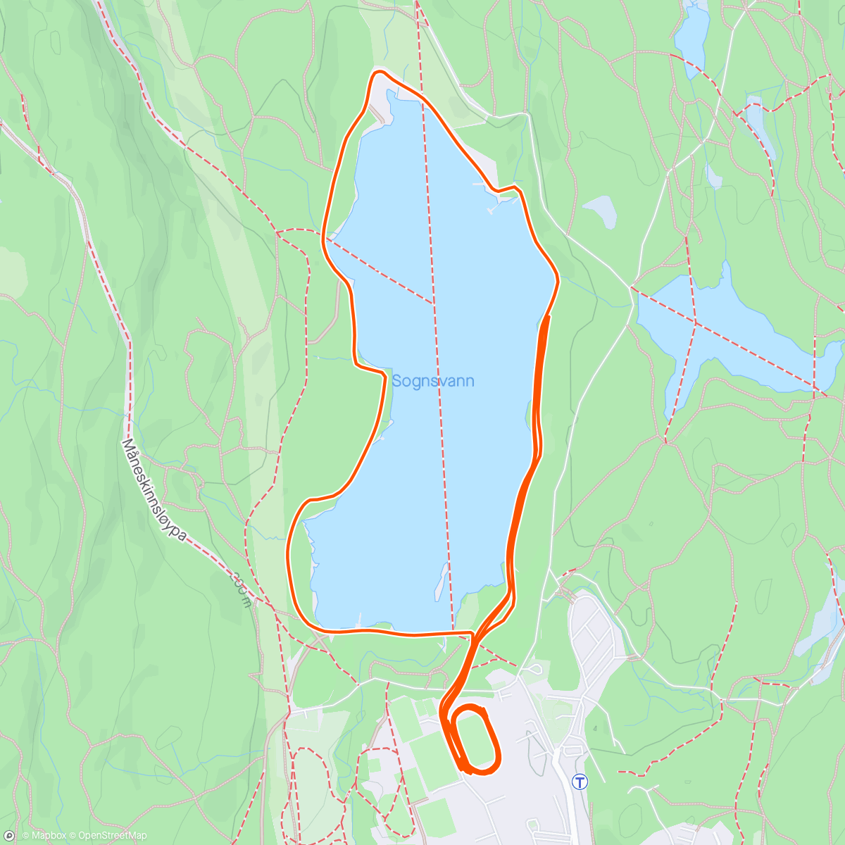 Map of the activity, Baneøkt med Karo