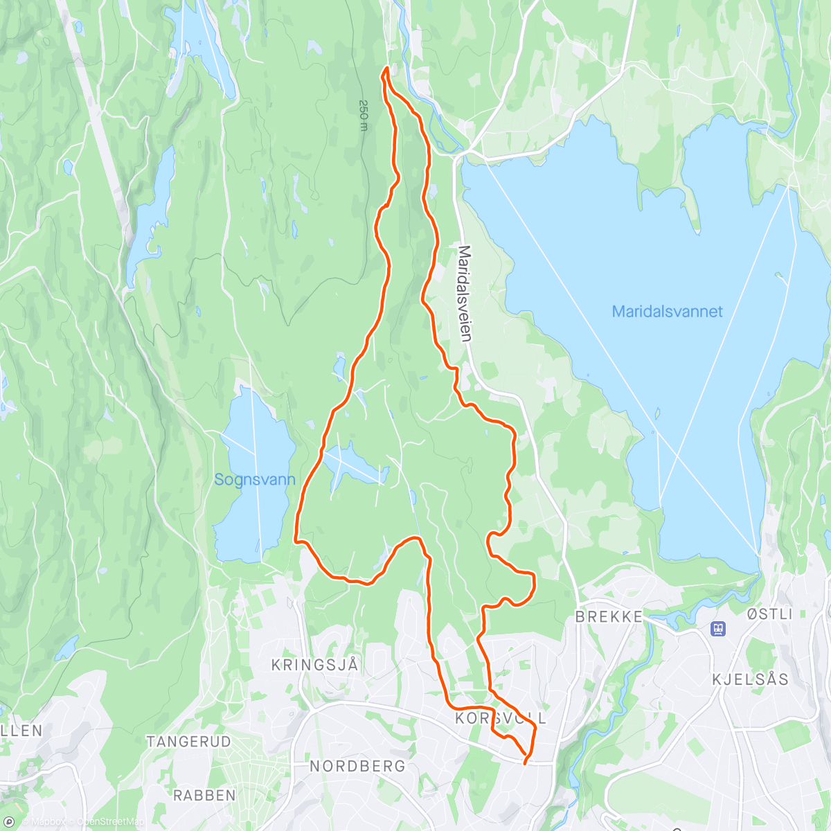 Map of the activity, Familietur på Ankerveien, to løp og to syklet 👌🏼