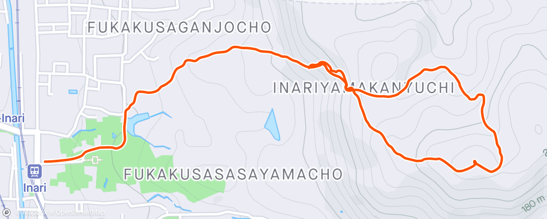 Map of the activity, Fushimi Inari Taisha hike to the top